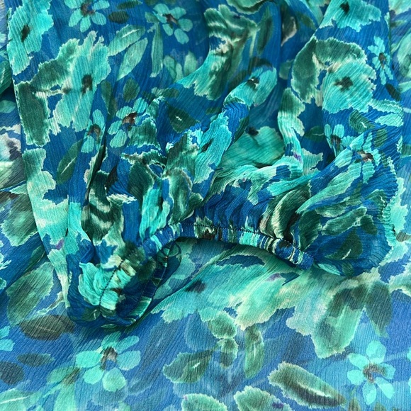 Johnny Was Sheer Blue Green 3/4 Sleeve Blouse - Picture 10 of 16